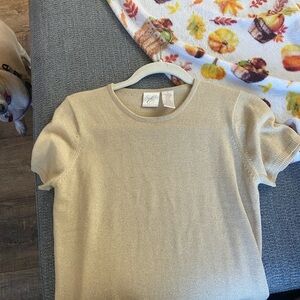 Emma James Metallic Gold Knit sweater set